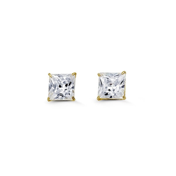 Special Edition 14K Gold 6 mm Square CZ Stud Earrings