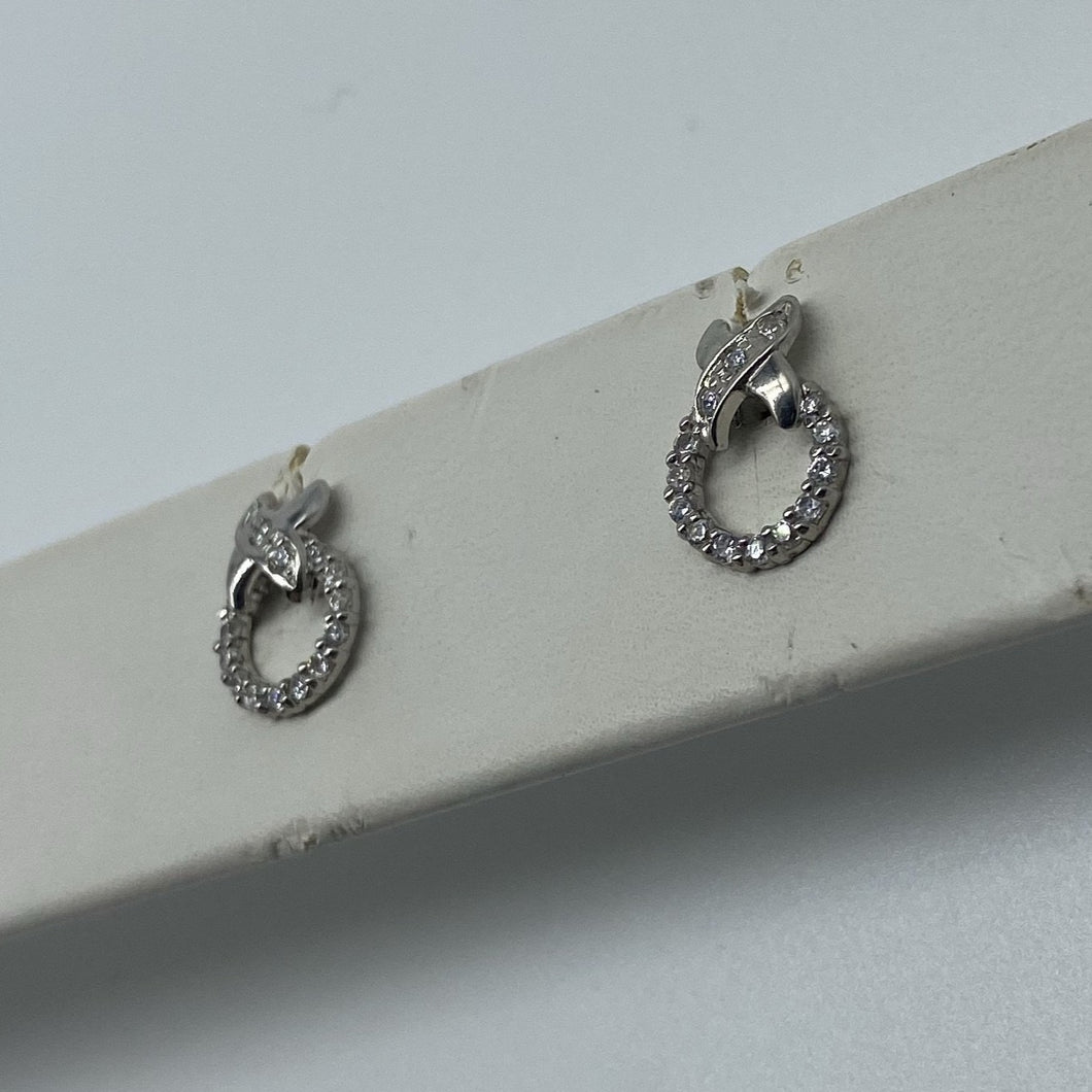 10K XO Cubic Zirconia Stud Earrings