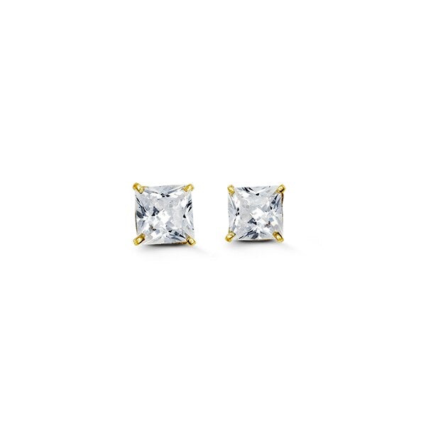 Special Edition 14K Gold 5 mm Square CZ Stud Earrings