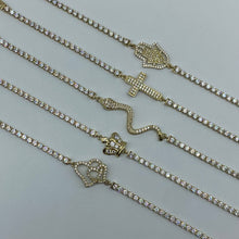 Load image into Gallery viewer, 10K Gold CZ Charm Tennis Bracelets
