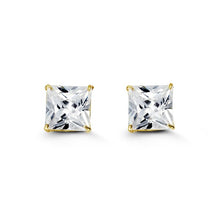 Load image into Gallery viewer, Special Edition 14K Gold 8 mm Square CZ Stud Earrings
