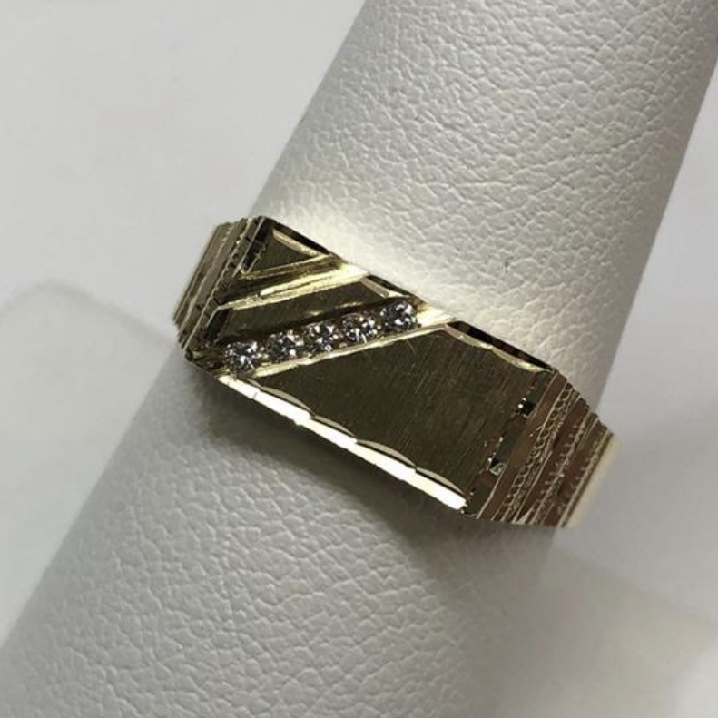 10K Gold Diamond Signet Ring