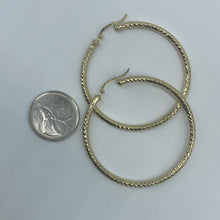 Load image into Gallery viewer, 2&quot; 10K Gold Diamond Cut Hoop Earrings
