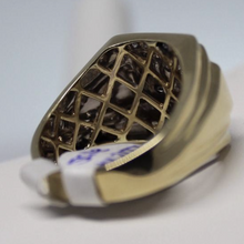 Load image into Gallery viewer, Mens 14K gold white and black diamond signet ring
