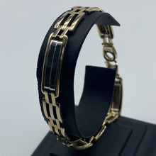 Load image into Gallery viewer, Mens 10K Italian Gold Fancy Two Tone Link Bracelet
