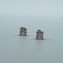 Load image into Gallery viewer, 10K Gold 5.5 mm Princess Cut Cubic Zirconia Stud Earrings
