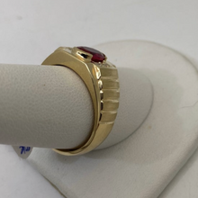 Load image into Gallery viewer, 10K Gold Cubic Zirconia and Ruby Ring
