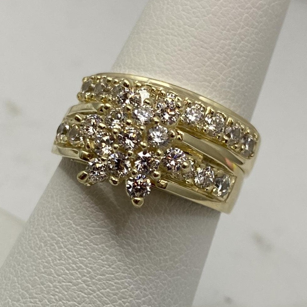 10K Gold Cluster Bridal Ring Set