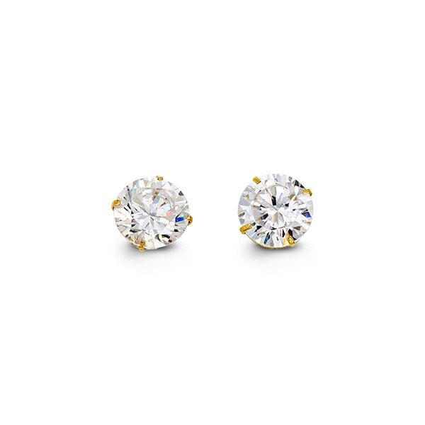 Special Edition 14K Gold 7 mm Round CZ Stud Earrings