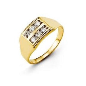 Baby 10K Gold CZ Signet Ring