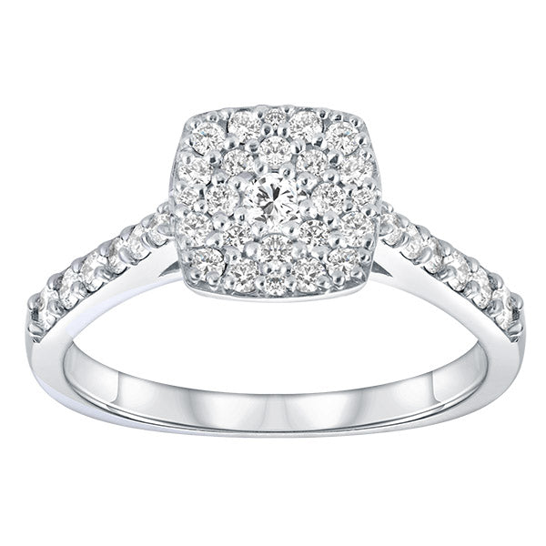 18K Diamond Cushion Shaped Bridal Ring