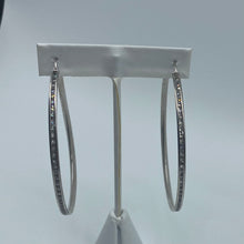 Load image into Gallery viewer, 2.76&quot; 10K White Gold Cubic Zirconia Hoop Earrings
