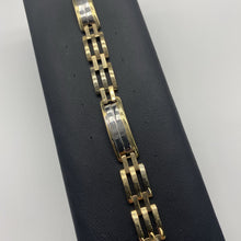 Load image into Gallery viewer, Mens 10K Italian Gold Fancy Two Tone Link Bracelet

