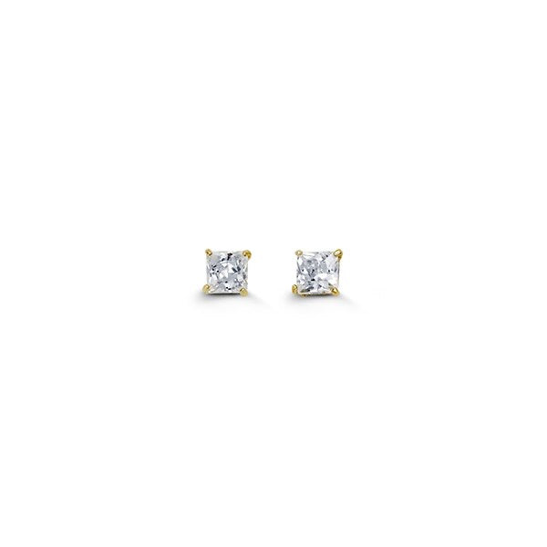 Special Edition 14K Gold 3 mm Square CZ Stud Earrings