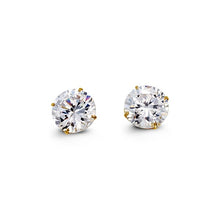 Load image into Gallery viewer, Special Edition 14K Gold 8 mm Round CZ Stud Earrings
