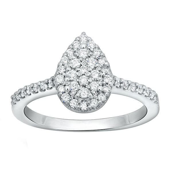 14K Gold Diamond Pear Shaped Bridal Engagement RIng