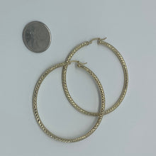 Load image into Gallery viewer, Large 10K Gold Diamond Cut Hoop Earrings
