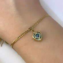 Load image into Gallery viewer, 10K Gold Blue Heart Evil Eye Charm/Bracelet/Necklace
