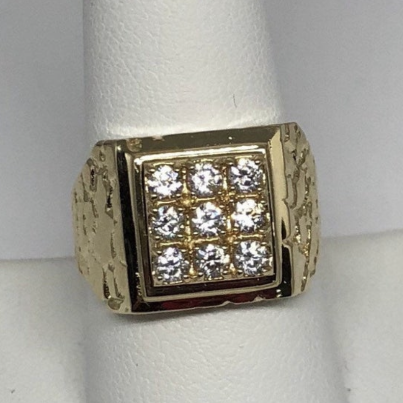 10K Gold Cubic Zirconia Nugget Ring