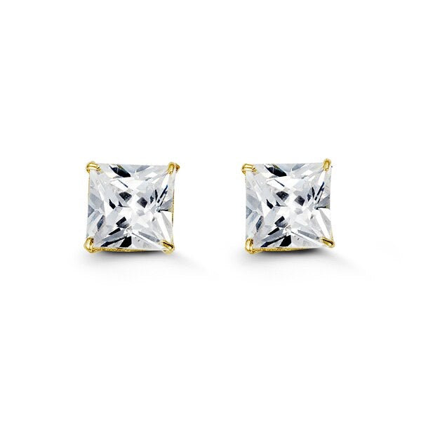 Special Edition 14K Gold 8 mm Square CZ Stud Earrings