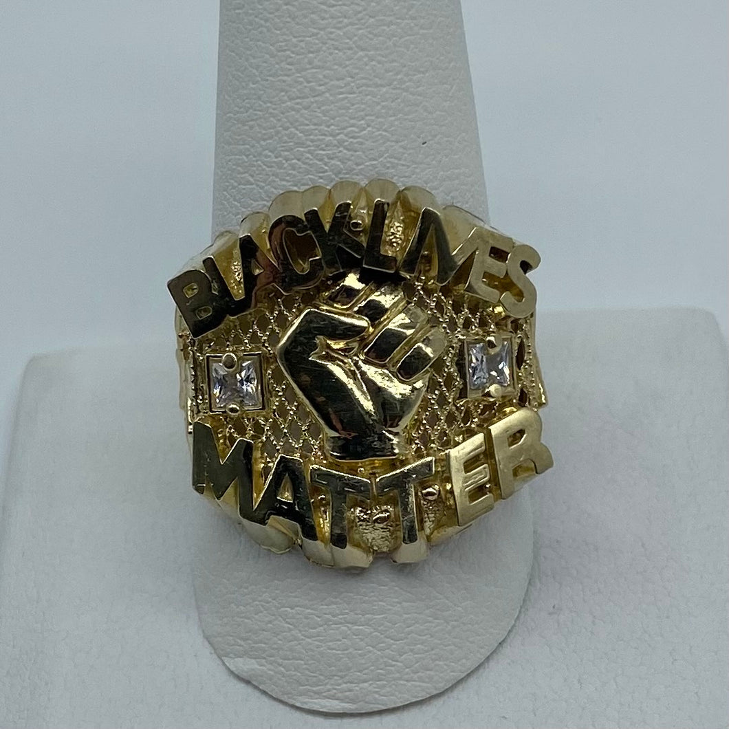 Mens 10K Gold BLM Ring