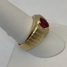 Load image into Gallery viewer, 10K Gold Cubic Zirconia and Ruby Ring
