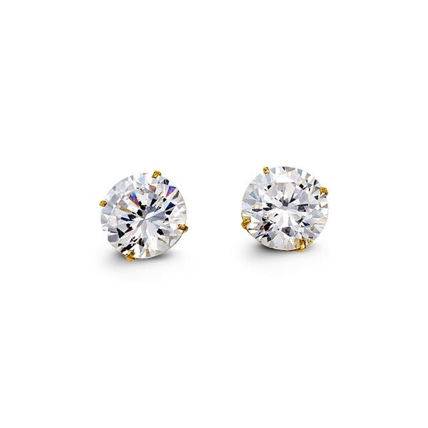 Special Edition 14K Gold 8 mm Round CZ Stud Earrings