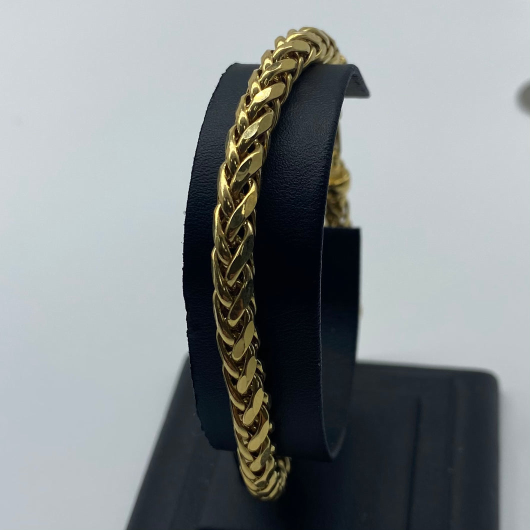 Mens 10K Gold Wheat Bracelet