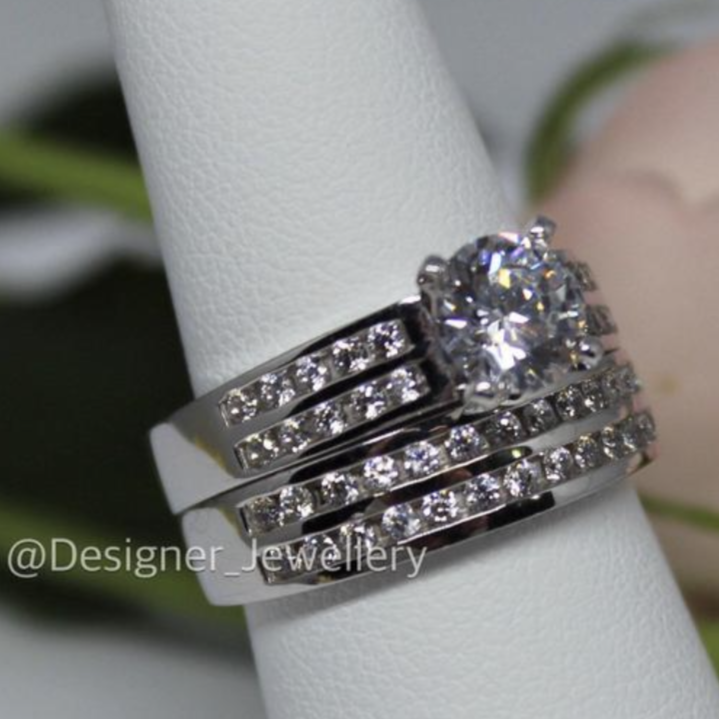 10K White Gold Cubic Zirconia Two Piece Bridal Set