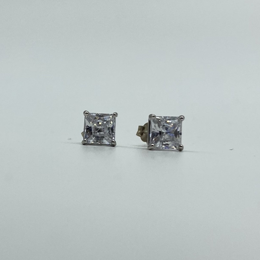 10K Gold 5.5 mm Princess Cut Cubic Zirconia Stud Earrings