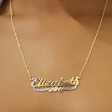 Load image into Gallery viewer, Two Tone Diamond Cut and Hand Engraved Cursive Font Personalized Name Necklace
